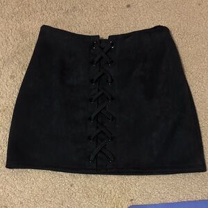 Shinestar Black Lace-Up Mini Skirt